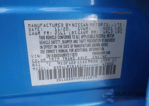 2021 Nissan Sentra Sr Xtronic Cvt from USA, damaged, VIN 3N1AB8DV4MY211879